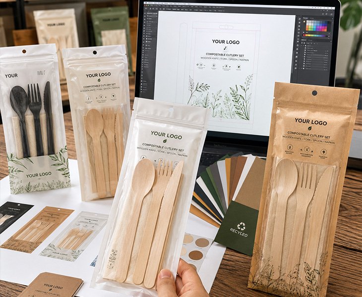 Create exclusive cutlery bag packaging